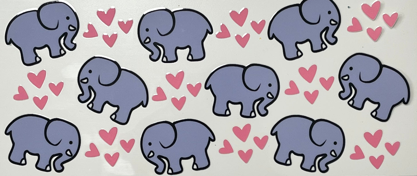 Elephant with pink hearts