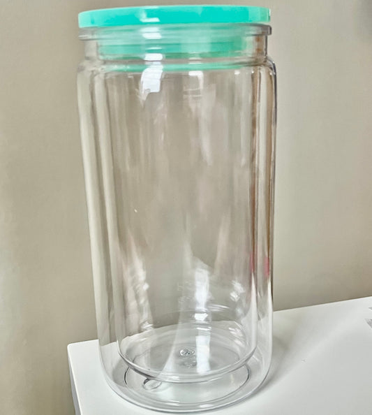 16 oz acrylic snowglobe w/ colored lid